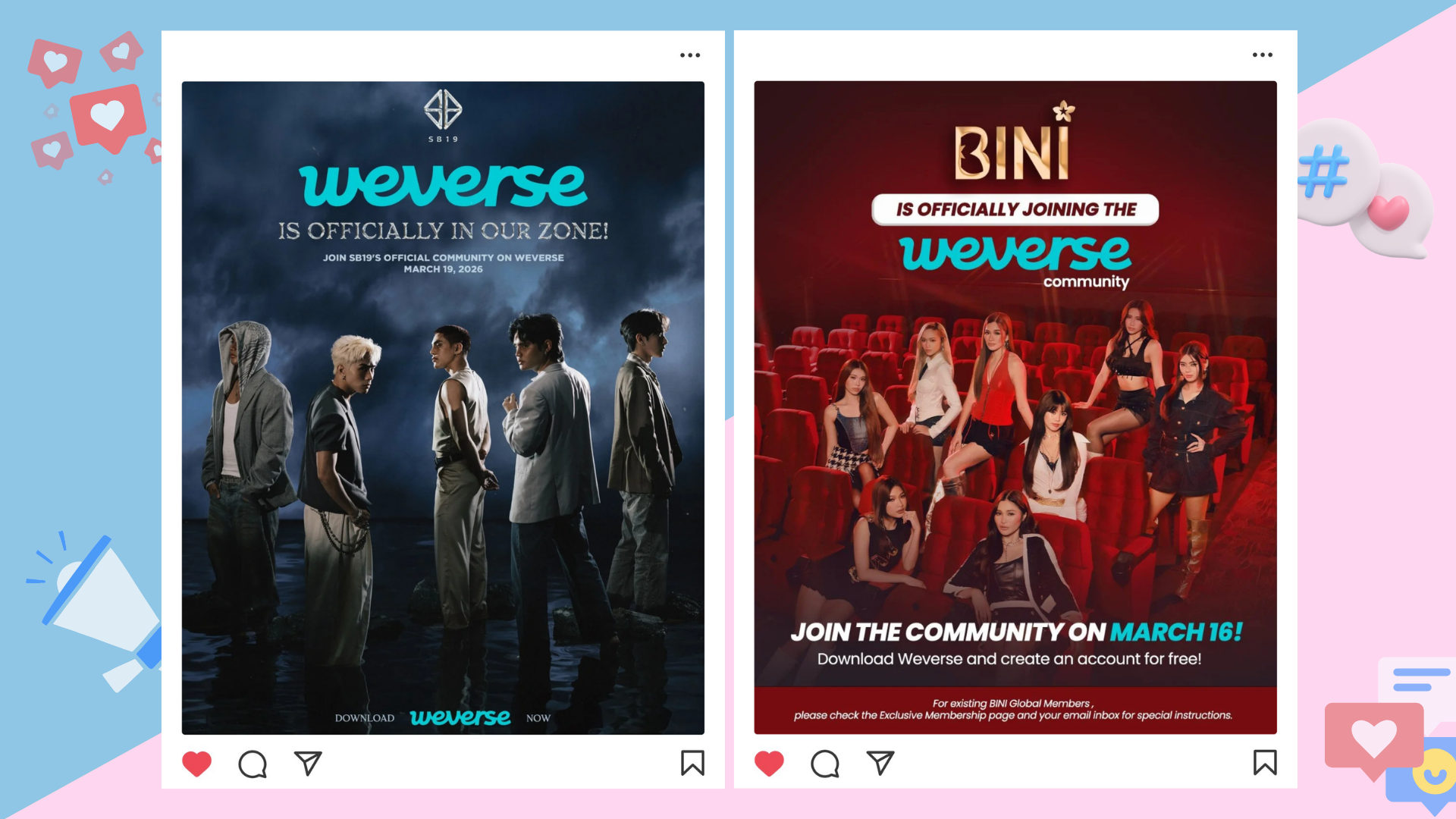 SB19 and BINI on WEVERSE